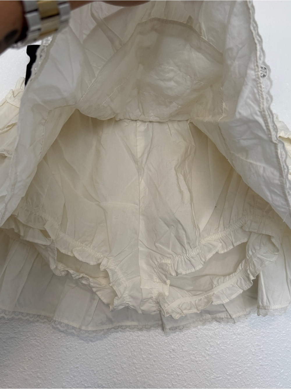 Aritzia Sunday Best Theo Poplin Ruffle Lace Skort XXS Light Birch NWT - Picture 4 of 5